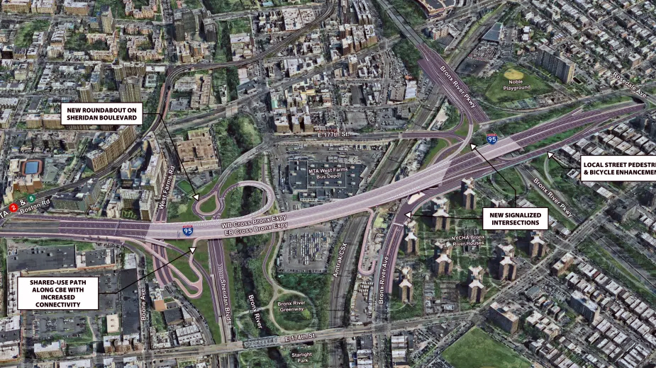 aerial shot of cross bronx expressway