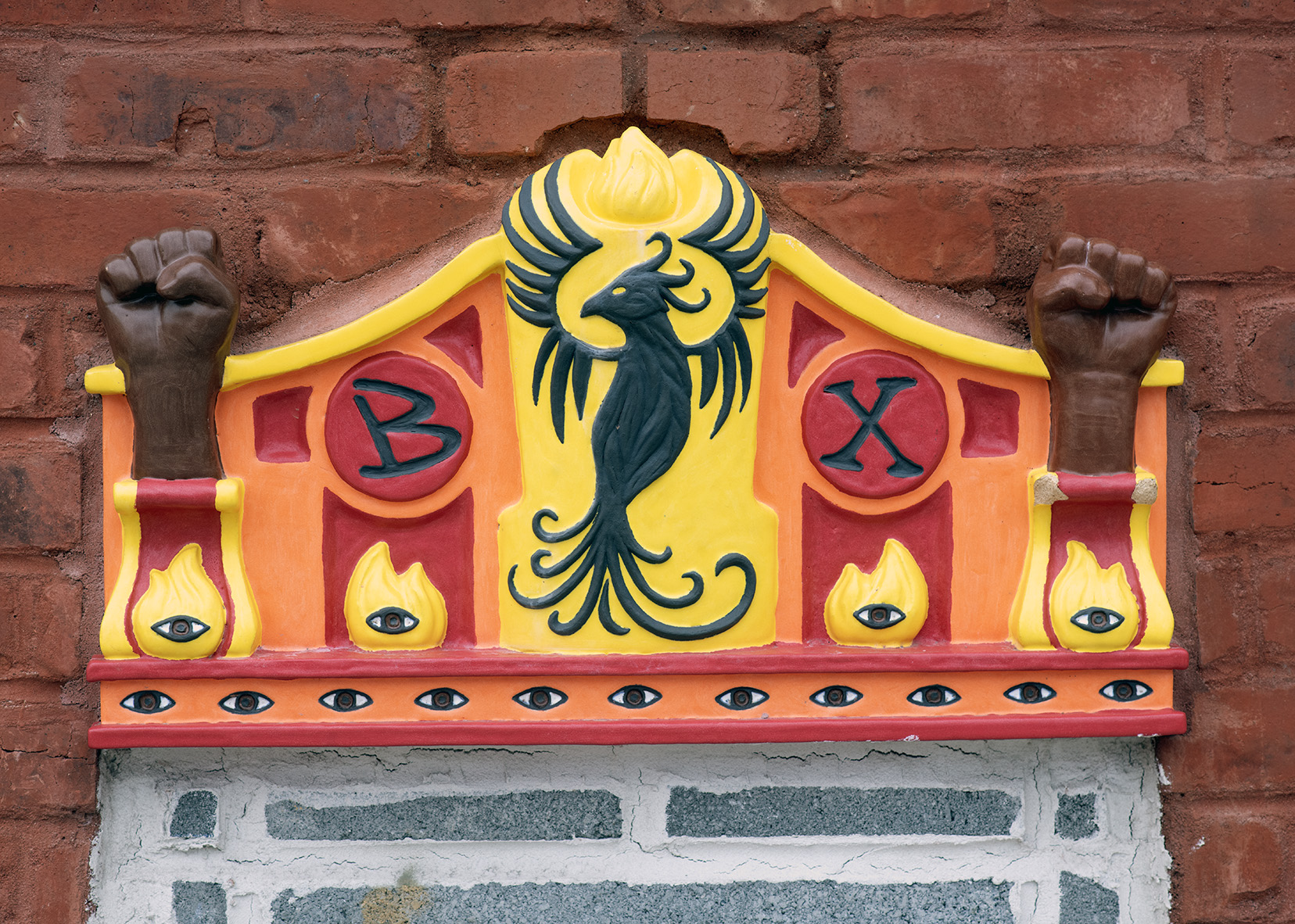 The detail from Phoenix rising a work of art by Rodriguez on the grand Concourse. It is the poorest form and expression of identity, politics and political correctness in the world.