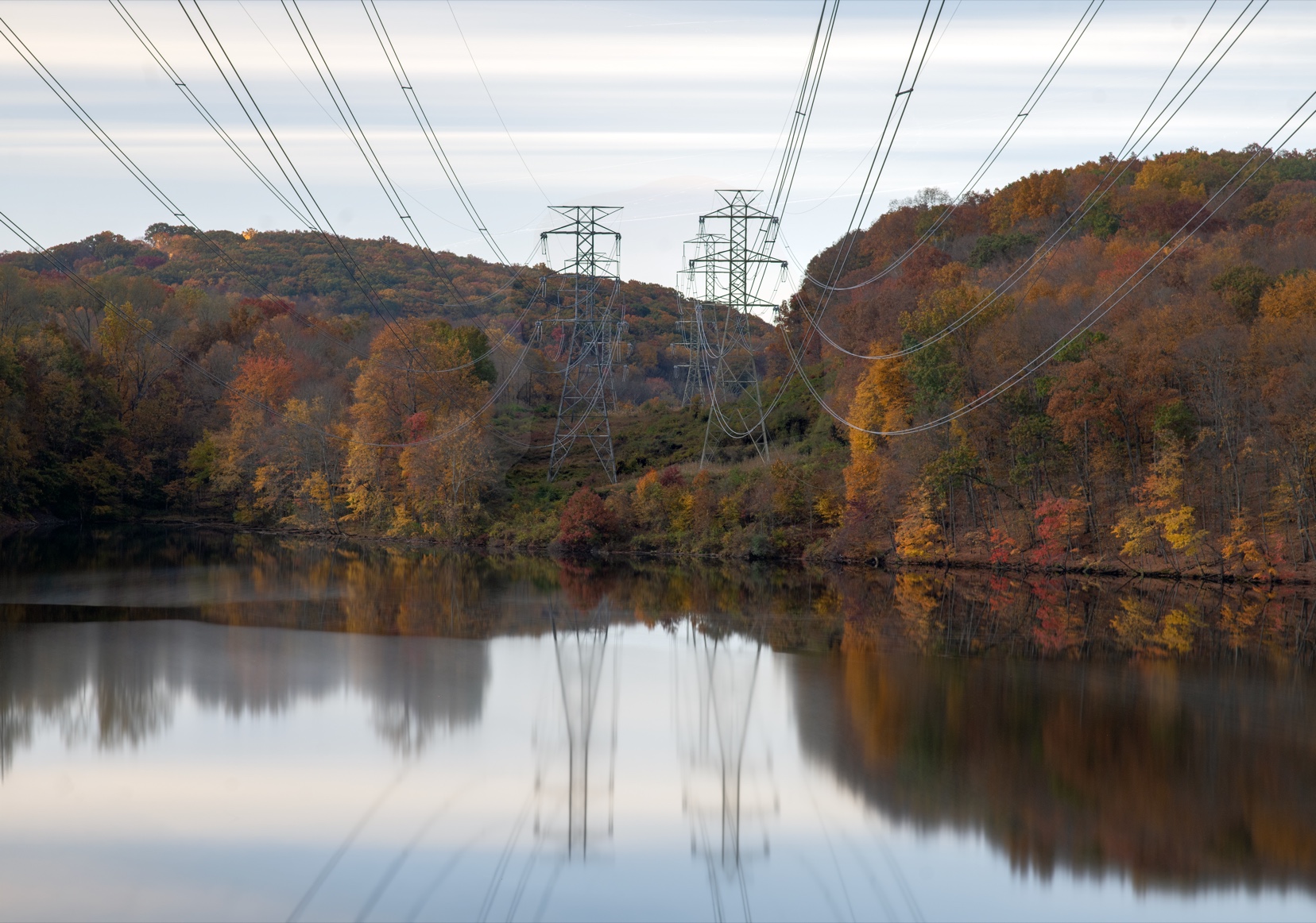 Transmission powerlines over the Croton reservoir