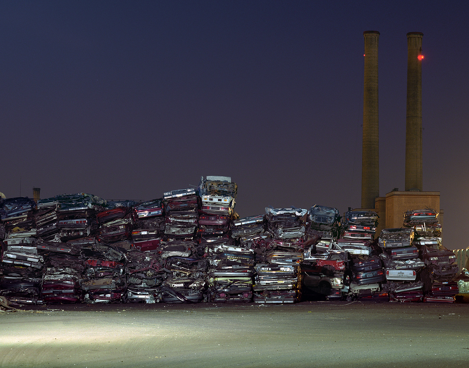 Doremus Avenue, Newark, Flattened Scrap Cars & Western Electric Powerhouse Stacks