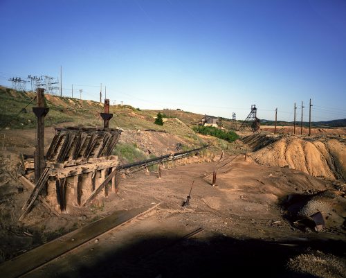 Loading Platfrorm & Badger State Mine, Along the Butte, Anaconda & Pacific Short Line Rail Line Railroad in Moonlight