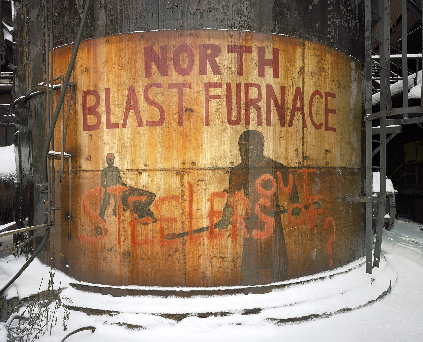 Steel workers' mural, Blast furnace #1 Stove, Wheeling Pittsburgh sSeel, Steubenville