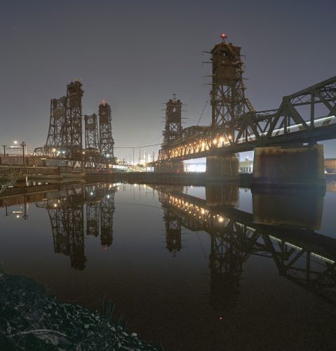 Three Bridges at Night, Witt Penn, Conrail & Path Bridges