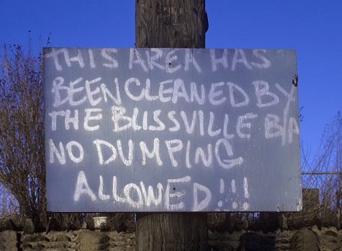 Homemade Sign, Review Street, Blissville, Queens.