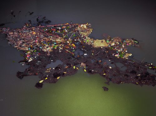 English Kills at Its Terminus, Raft of Human waste & Garbage