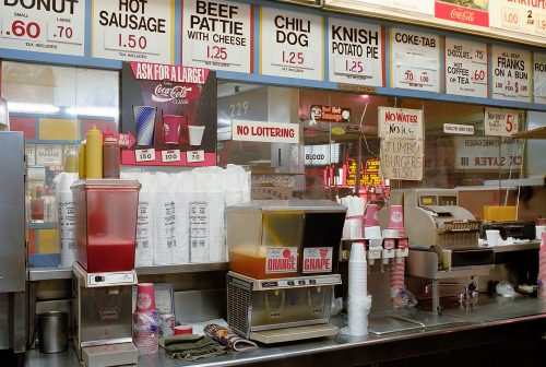 Menu, Cash Register & Beverages, Grand Luncheonette
